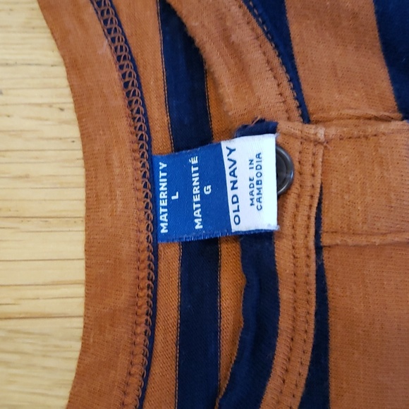 Burnt orange/navy striped Maternity midi dress - Picture 6 of 7